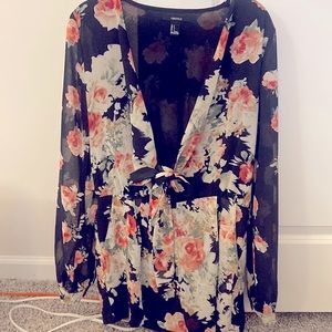 Forever 21 Black Floral Romper